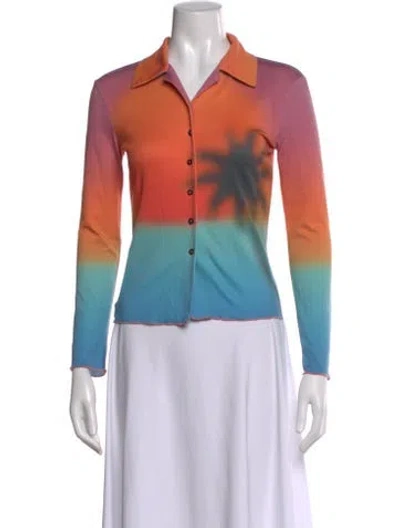 Pre-owned Gimaguas Printed Long Sleeve Button-up Top In Multi