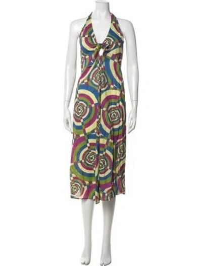 Pre-owned Gimaguas Printed Midi Length Dress In Multicolor