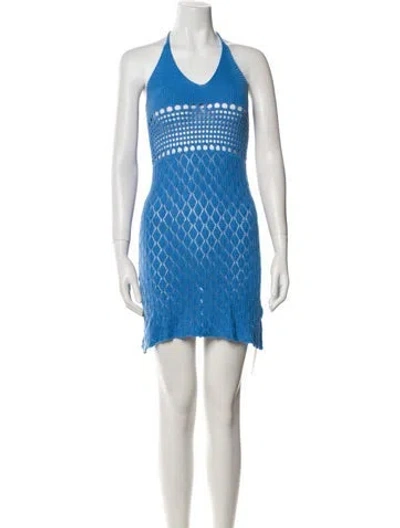 Pre-owned Gimaguas Printed Mini Dress In Blue