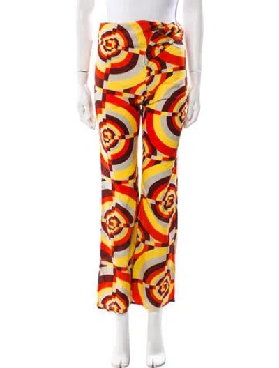 Pre-owned Gimaguas Printed Wide Leg Pants In Orange