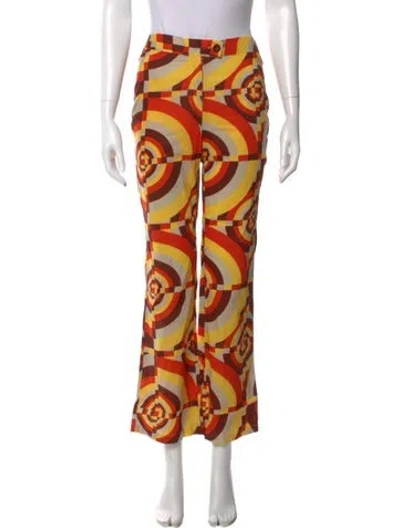 Pre-owned Gimaguas Printed Wide Leg Pants In Orange