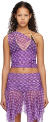 Gimaguas Semi-sheer Double-faced Stretch Nylon Tulle Camisole In Purple Print