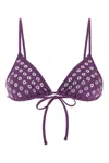 Gimaguas Triangle Cup Bikini Top Featuring Eyelet Embellishments In Blue