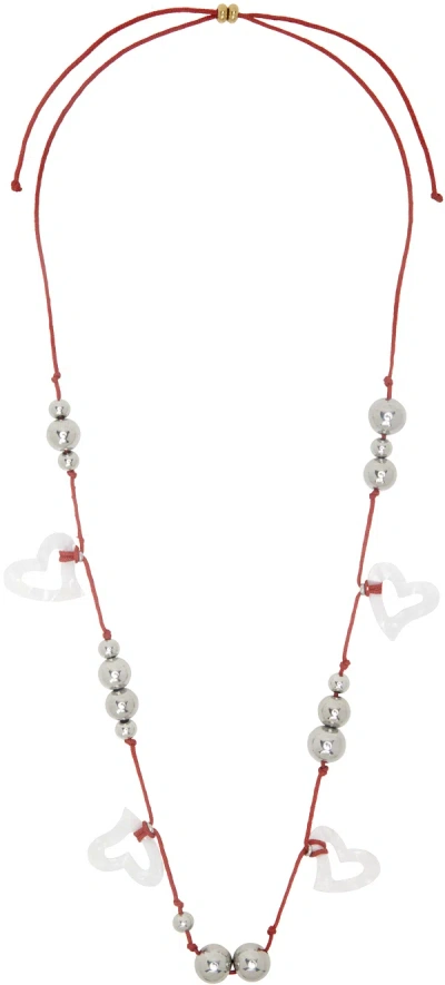 Gimaguas Red Love Necklace In White
