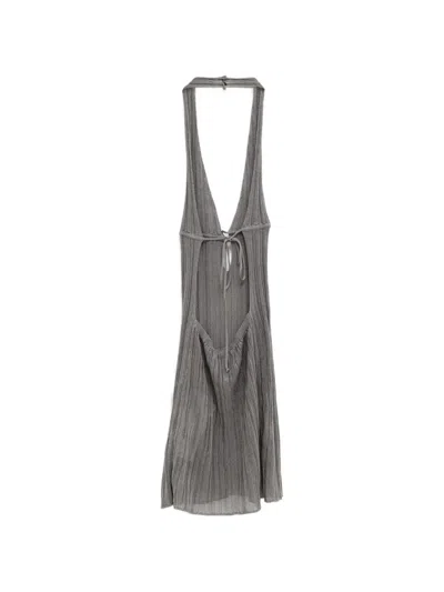 Gimaguas Rei Halter-neck Open-back Mini Dress In Gray