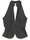 Gimaguas Embroidered Stretch Viscose Blend Ring Top In Grey