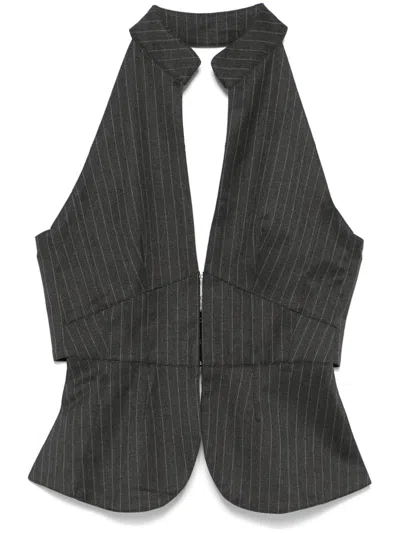 Gimaguas Embroidered Stretch Viscose Blend Ring Top In Grey