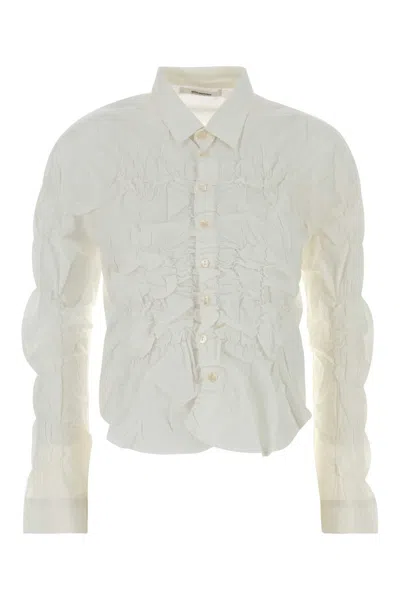 Gimaguas Ruched Cotton Poplin Shirt In Purple