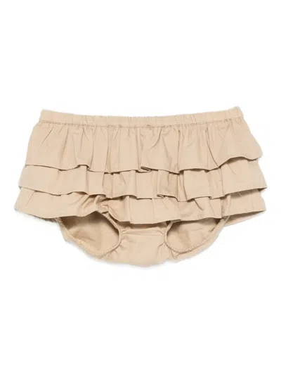 Gimaguas Ruffled Cotton Mini Skort In Brown