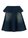 Gimaguas Flared Layered Denim Mini Skirt In Blue