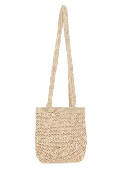 Gimaguas Sand Crochet Fisherman Shoulder Bag In Nude