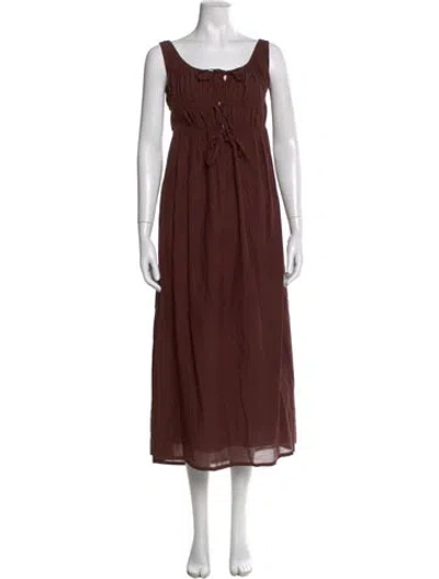 Pre-owned Gimaguas Scoop Neck Long Dress In Brown