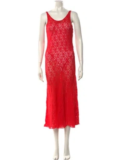 Pre-owned Gimaguas Scoop Neck Long Dress In Red