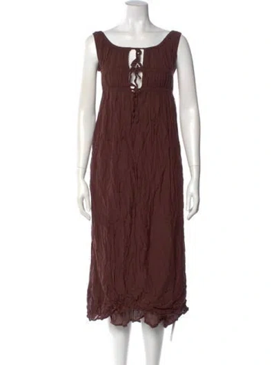 Pre-owned Gimaguas Scoop Neck Midi Length Dress In Brown
