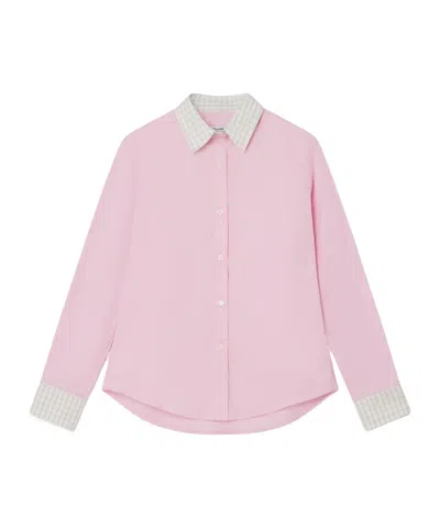Gimaguas Gingham-trimmed Cotton Shirt In Pink
