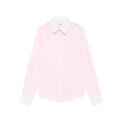 Gimaguas Gingham-trimmed Cotton Shirt In Pink