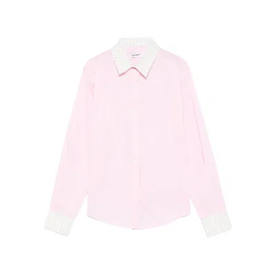 Gimaguas Gingham-trimmed Cotton Shirt In Pink