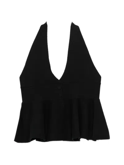 Gimaguas Sia Halterneck Peplum Top In Black