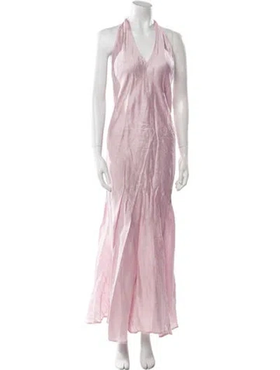 Pre-owned Gimaguas Silk Long Dress In Pink