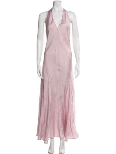 Pre-owned Gimaguas Silk Long Dress In Pink