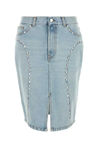 Gimaguas Luna Stud-embellished Denim Skirt In Blue