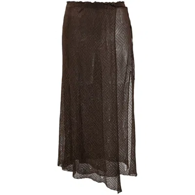 Gimaguas Elena Open-knit Midi Skirt In Brown