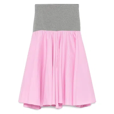 Gimaguas Elastic-waist Flared Midi Skirt In Pink
