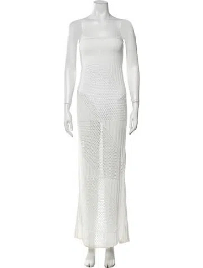 Pre-owned Gimaguas Square Neckline Long Dress In White