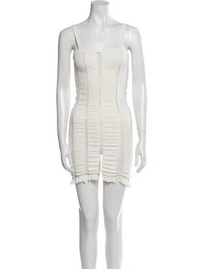 Pre-owned Gimaguas Square Neckline Mini Dress In White
