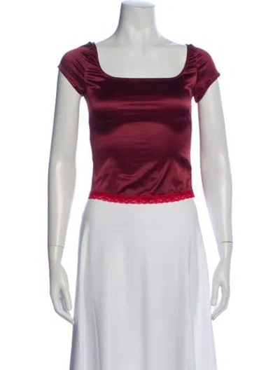 Pre-owned Gimaguas Square Neckline Short Sleeve Crop Top In Pink