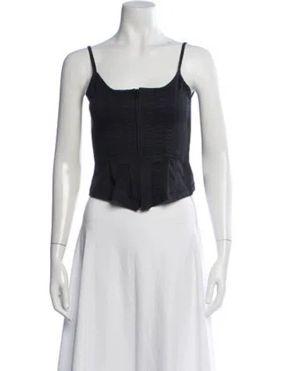 Pre-owned Gimaguas Square Neckline Sleeveless Crop Top In Black