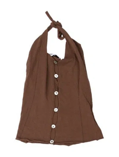 Pre-owned Gimaguas Square Neckline Sleeveless Crop Top In Brown