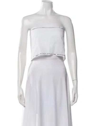 Pre-owned Gimaguas Strapless Crop Top In White