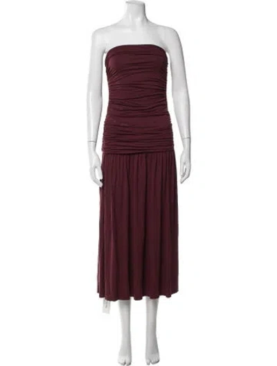 Pre-owned Gimaguas Strapless Long Dress In Burgundy