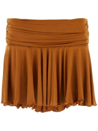 Gimaguas Caramel Stretch Polyester Mini Skirt In Orange