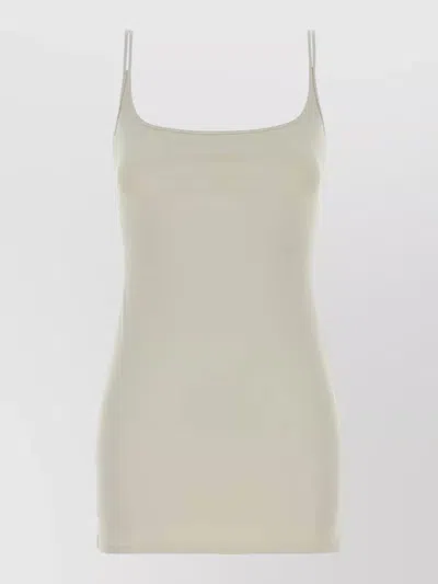 Gimaguas Stretch Nylon Lula Mini Dress Scoop Neckline In Neutral
