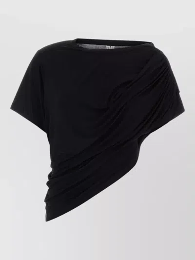 Gimaguas Stretch Viscose Daria Asymmetric Draped Top In Brown