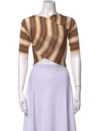 Pre-owned Gimaguas Striped Asymmetrical Crop Top In Multicolor