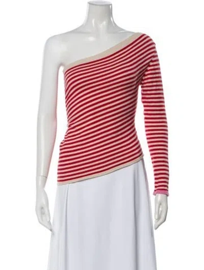 Pre-owned Gimaguas Striped Bateau Neckline Sweater In Red