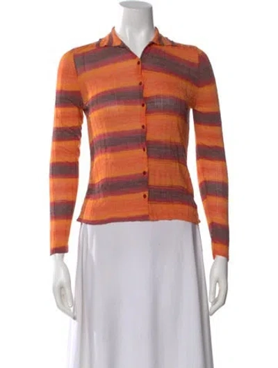 Pre-owned Gimaguas Striped Crew Neck Sweater In Orange