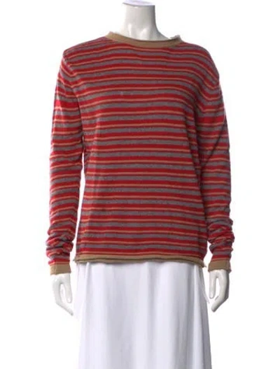 Pre-owned Gimaguas Striped Crew Neck Sweater In Red