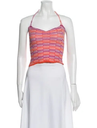 Pre-owned Gimaguas Striped Halterneck Crop Top In Orange