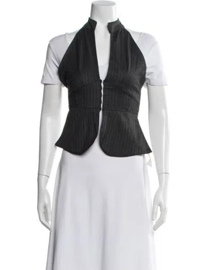 Pre-owned Gimaguas Striped Halterneck Crop Top In White