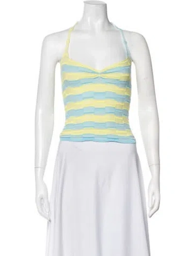 Pre-owned Gimaguas Striped Halterneck Top In Blue