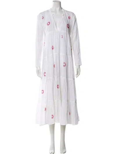 Pre-owned Gimaguas Striped Long Dress In White