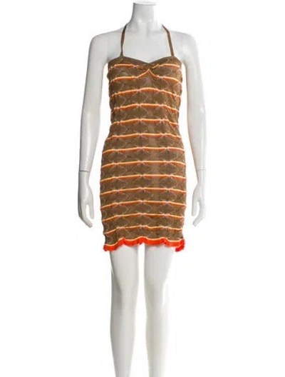 Pre-owned Gimaguas Striped Mini Dress In Brown