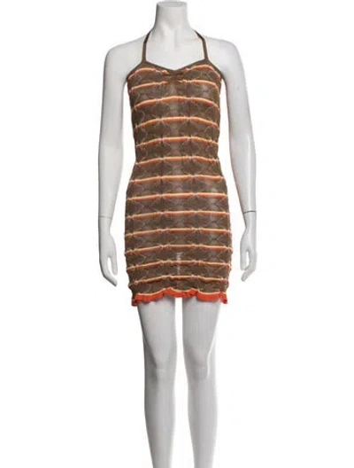 Pre-owned Gimaguas Striped Mini Dress In Brown