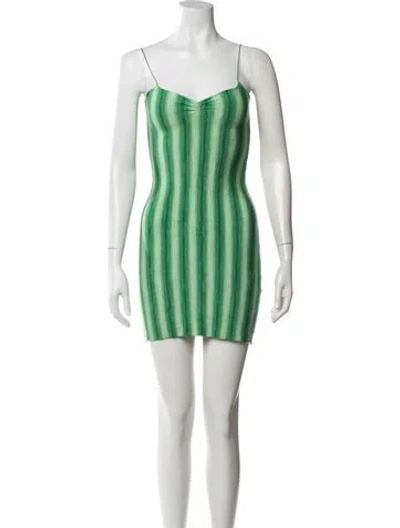 Pre-owned Gimaguas Striped Mini Dress In Green