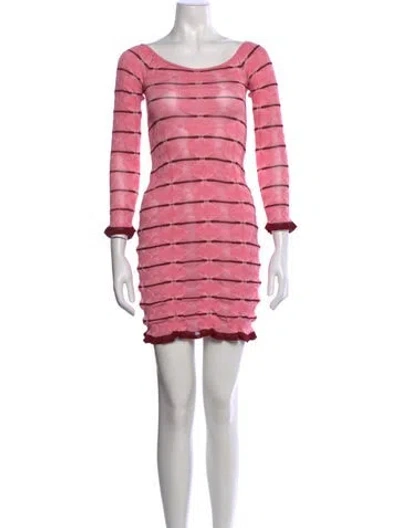 Pre-owned Gimaguas Striped Mini Dress In Pink