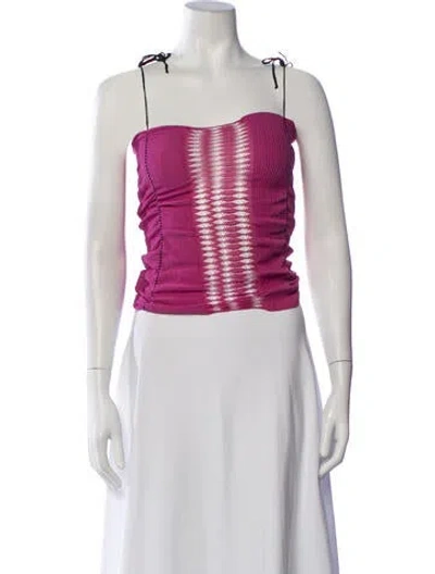 Pre-owned Gimaguas Striped Square Neckline Crop Top In Orange/purple